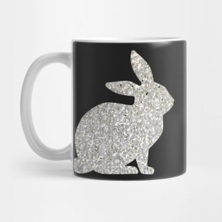 Silver Faux Glitter Easter Bunny Mug